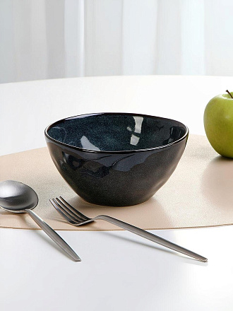 Салатник керамика, круглый, 15х8 см, 0.8 л, Stone Midnight, Domenik, DMD284