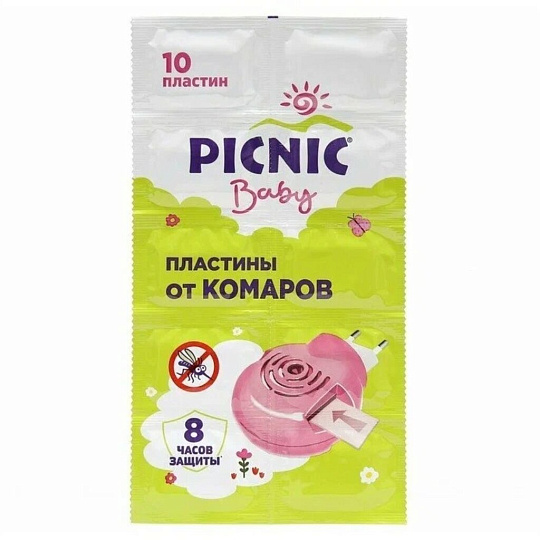 Репеллент от комаров, пластина, для детей, Picnic, Baby, 10 шт, 46 00104 02305 7