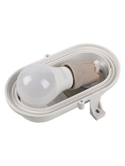 Светильник General Lighting Systems, НБП 02-60-004.03 "ЕВРО", 60 Вт, E27, на 1 лампочку, IP65, 18.6х12.6х11.2 см, с решеткой, белый, 437832
