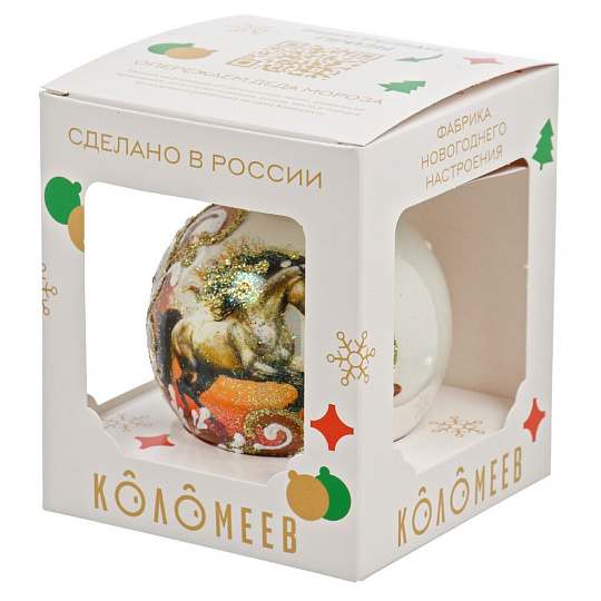 Елочный шар Конь вольный, 8 см, стекло, КУ-80-254055