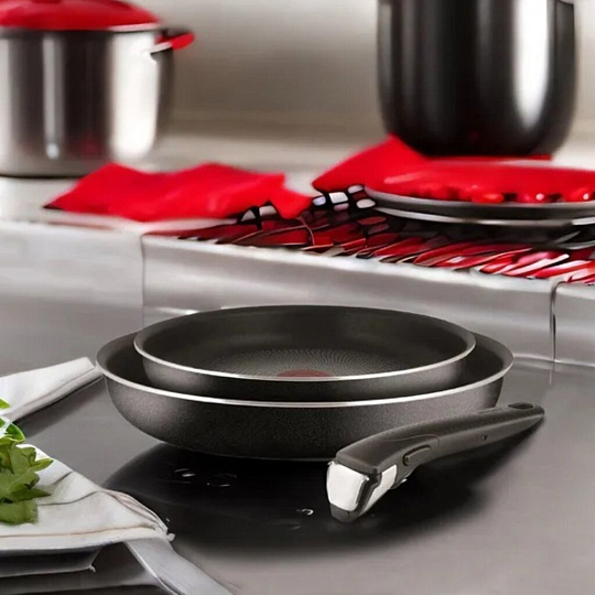 Набор сковородок алюминий, антипригарное покрытие, Tefal, 5 Ing Black, съемная ручка, 22 см, 26 см, 042 38 830