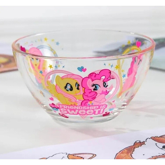Набор детской посуды стекло, 3 шт, My Little Pony, кружка 250 мл, салатник 13 см, тарелка 19,5 см, MLPS3G-1