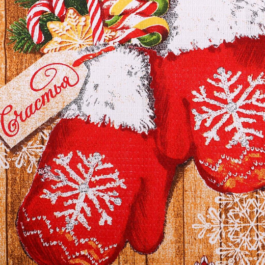 Полотенце кухонное вафельное, 35х60 см, 160 г/м2, 100% хлопок, Доляна, Варежки, Россия, 2588689