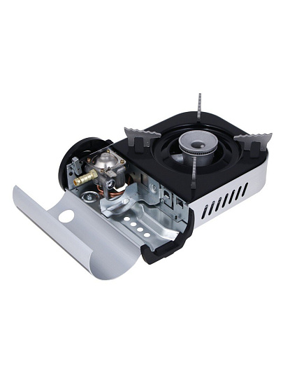 Плита газовая 1 конфорка, 25х20х7.7 см, для цанговых баллонов, пьезо, кейс, алюминяя, Ермак, 116-060