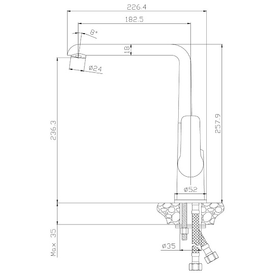 Смеситель для кухни, Rossinka, с картриджем, белый, хром, W35-23
