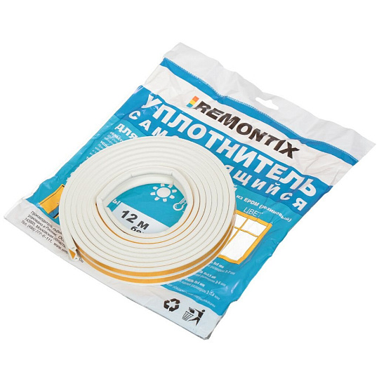 Уплотнитель P, 9х5.5 мм, 6 м, белый, Remontix, REMPW00006/SILAPW6