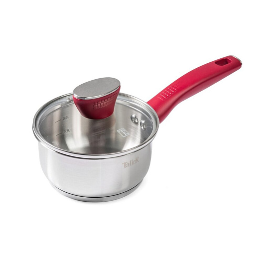 Ковш нержавеющая сталь, 1 л, крышка стекло, бакелитовая ручка, индукция, Taller, Грейси, TR-17285, серебристый