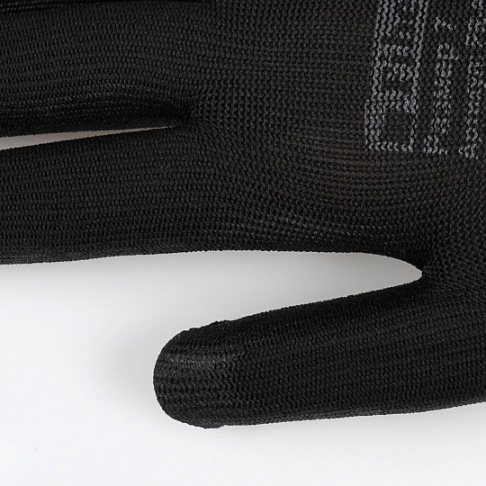 Перчатки полиэстер, без рисунка, 8 (M), черная основа, Fiberon, европодвес