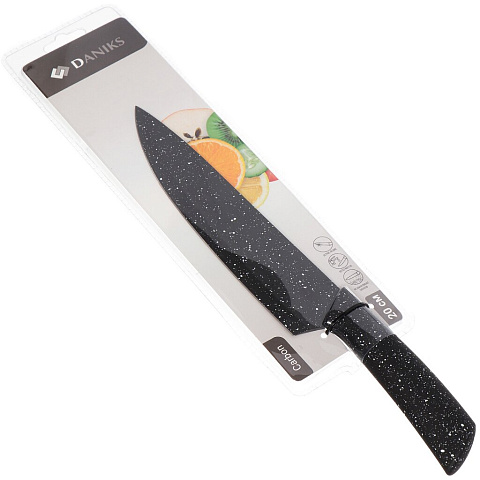 Нож кухонный Daniks, Карбон, шеф-нож, нержавеющая сталь, 20 см, рукоятка пластик, YW-A641-3-CH