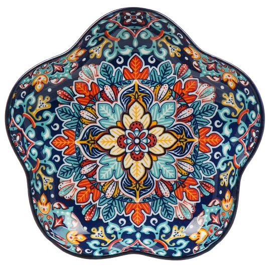 Блюдо керамика, 20 см, синее, Самарканд, Y4-9755