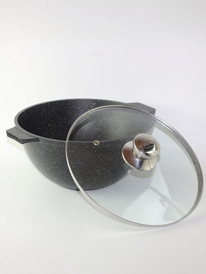 Казан алюминий, антипригарное покрытие, 5 л, Granit Perfection black, с крышкой, Алтей, 04-0550-310