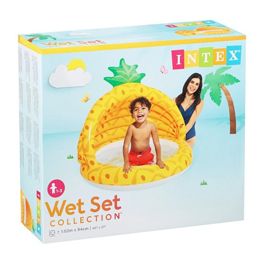 Бассейн надувной Intex, 102х94 см, Ананас, 58414NP, 45 л