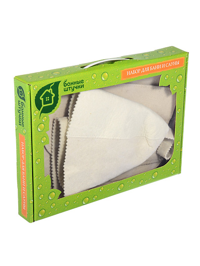 Набор для бани 2 предмета, шапка Классик, коврик белый, Банные штучки, 41103