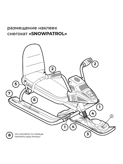 Снегокат Nika, Snowpatrol, СНД2/ГМ, 47 см, черный каркас, велоруль, буксировочный трос, геймерский