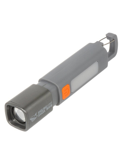 Фонарь встроенный аккумулятор, зарядка от USB, металл, пластик, карабин, DJ013