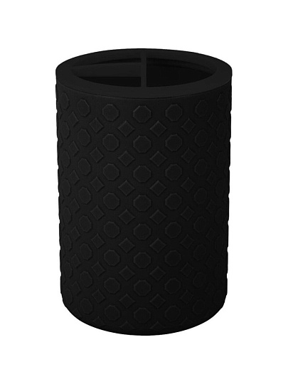 Стакан для зубных щеток, 7.8х7.8х11.8 см, пластик, черный, Plast team, Black