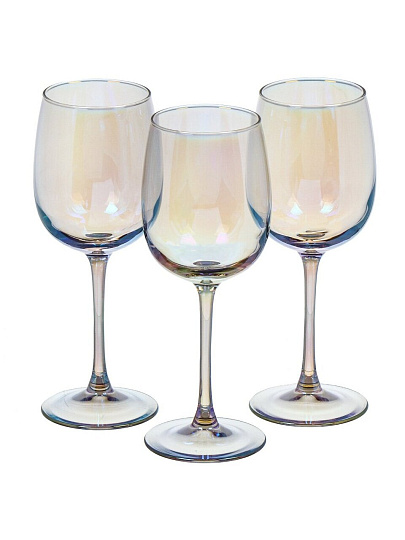 Бокал для вина, 420 мл, стекло, 3 шт, Glasstar, Васильковый, RNVS_8166_11