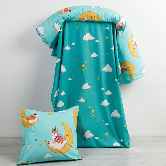 Постельное белье детское 1.5-спальное, простыня 150х215 см, 1 наволочка 50х70 см, пододеяльник 145х215 см, WMW, перкаль, Лучший друг 70704-1+70705-1