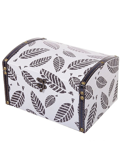 Шкатулка-сундук для украшений, искусственная кожа, 23х16.5х13.5 см, Листья, Y3-1778