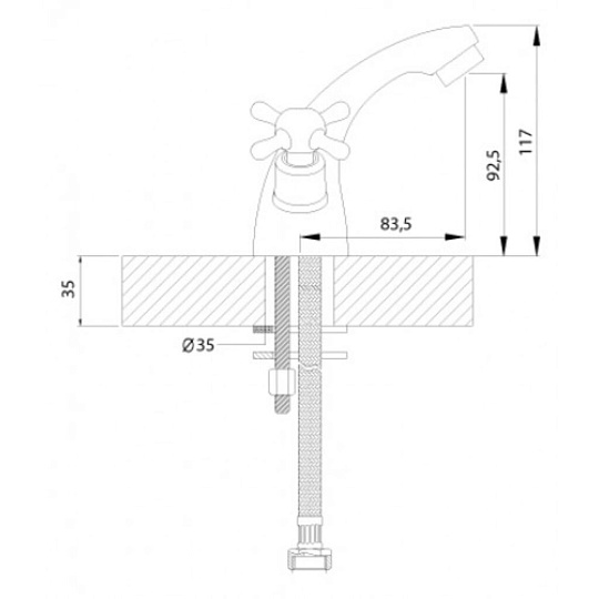 Смеситель для раковины, Rossinka, с кран-буксой, хром, H02-61
