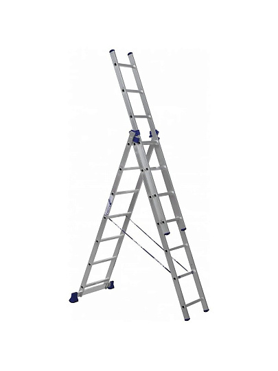 Лестница 3 секции, 7 ступеней, алюминий, 3.94 м, 150 кг, Alumet, 5307