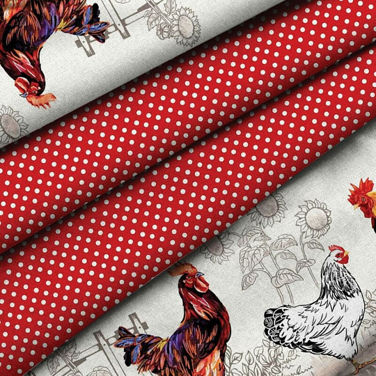 Полотенце кухонное 45х60 см, 100% хлопок, рогожка, МиаКара, Птичий двор, Россия, 30124-1