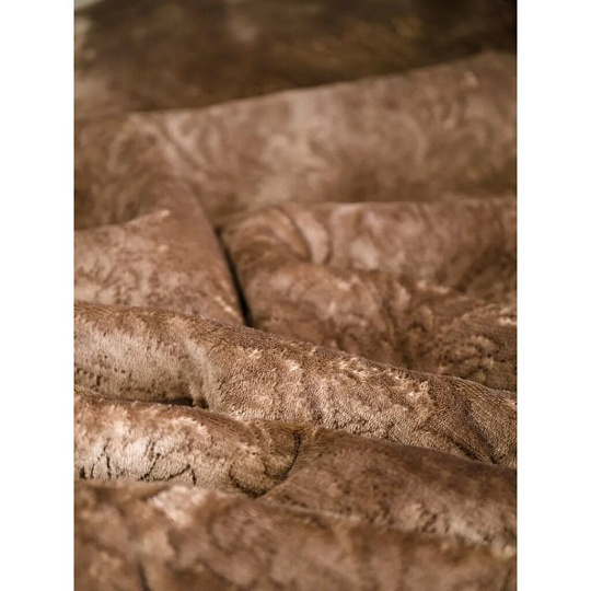 Покрывало евро, 250х225 см, микрофибра, мех, двухстороннее, Marianna, Элит, коричневое, М01-ПК-ЭЛМ-250-225