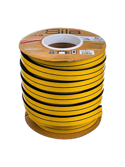 Уплотнитель D, 14х12 мм, 40 м, черный, Sila Pro, SD-55