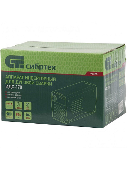 Сварочный аппарат инверторный, Сибртех, ИДС-170, 6 кВт, 170 А, электрод