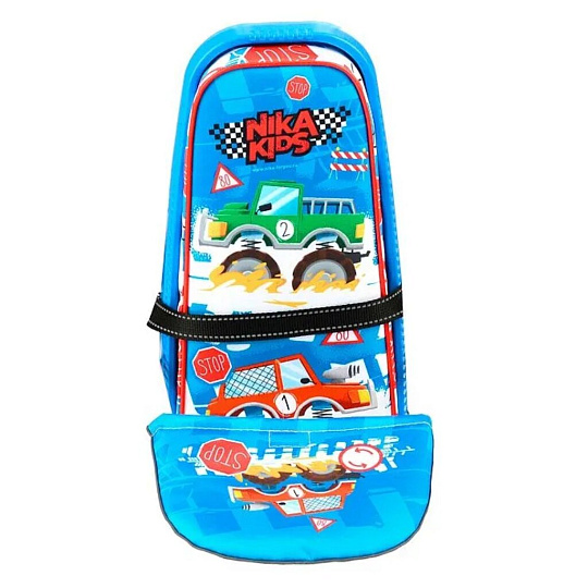 Снегокат Nika, Тимка спорт 4-1, ТС4-1/БГ, 45 см, машины, красный, белый каркас, складная спинка, ремень безопасности, трос