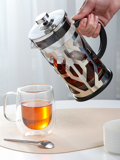 Френч-пресс 1 л, стекло, нержавеющая сталь, RasheL, бакелитовая ручка, М-6310