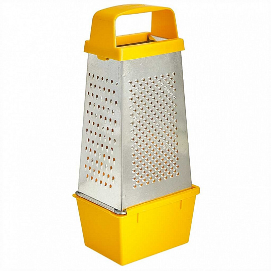 Терка 4 грани, 11х8.5х22 см, рукоятка пластик, с контейнером, Кварц, К01.002.04, в ассортименте