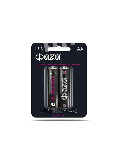 Батарейка ФАZА, АА (LR6, 15A), Ultra Max, щелочная, 1.5 В, блистер, 2 шт, 5042995