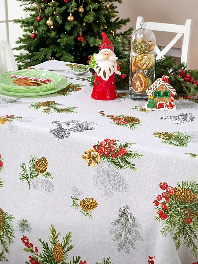 Скатерть 145х180 см, 100% хлопок, рогожка, 165 г/м2, АртДизайн, Серебряный звон