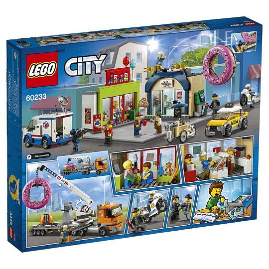 Конструктор Lego, City, Открытие магазина по продаже пончиков, 5-7 лет, 790 деталей, 60233