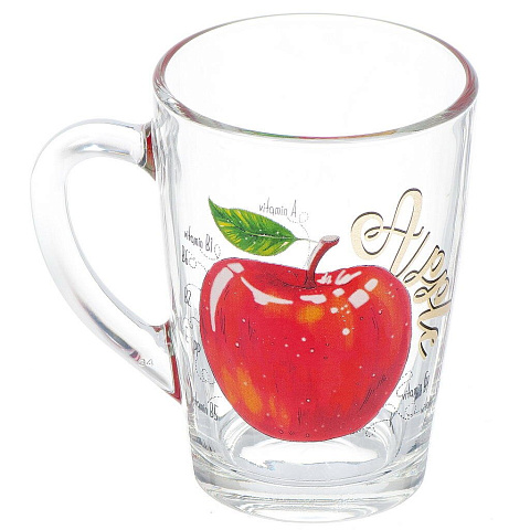 Кружка стекло, 300 мл, Капучино Полезное яблоко, ОСЗ, с1334