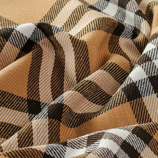 Плед 1.5-спальный, 150х200 см, 15% шерсть, 5% хлопок, 60% полиэстер, 20% ПАН, Vladi, Элис, белый, бежевый, коричневый, рап.1