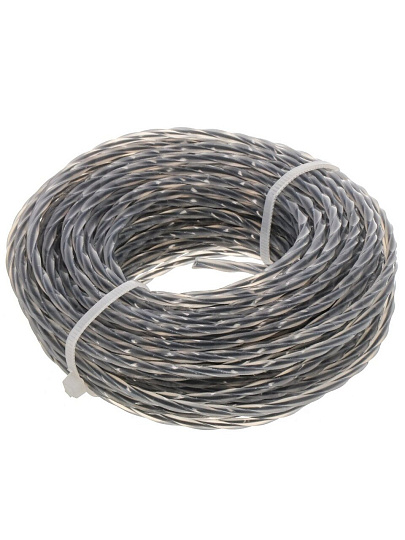 Леска для триммера 2 мм, 15 м, квадрат, Bartex, скрученная, двухцветная