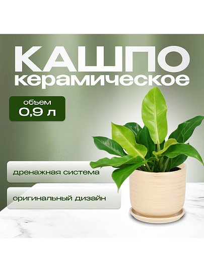Горшок керамика, 0.9 л, 12х12 см, бежевый, Галактика №2, 008652