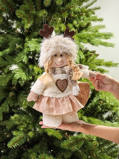 Фигурка декоративная текстиль, Девочка, 46 см, коричневая, Y4-9440