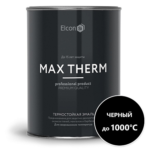 Эмаль Elcon, декоративная, термостойкая, быстросохнущая, глянцевая, черная, 0.8 кг, 1000°С