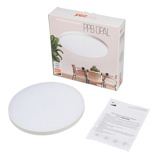 Светильник светодиодный, JazzWay, PPB OPAL, 30 Вт, 4000 К, 2400 Лм, IP20, 26х26х5.5 см, белый, 5060814