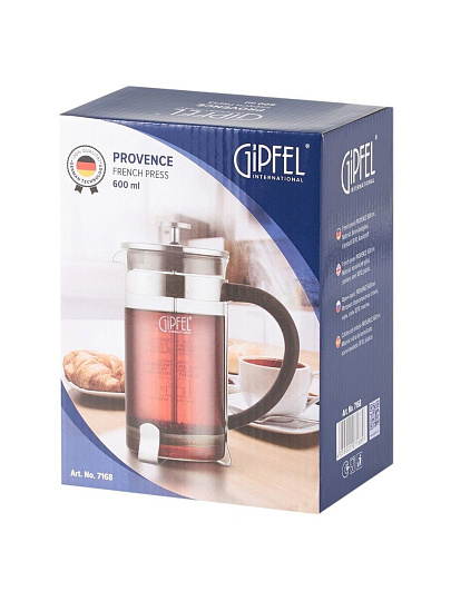Френч-пресс 0.6 л, нержавеющая сталь, Gipfel, Provence, 71682