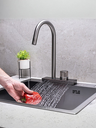 Смеситель для кухни, РМС, с картриджем, SUS130PVD-017F