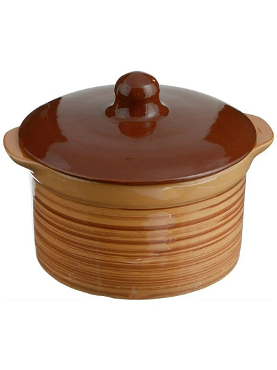 Кастрюля керамика, 15х15х13 см, 1 л, круглая, с крышкой, Борисовская керамика, №2, ОБЧ00000406