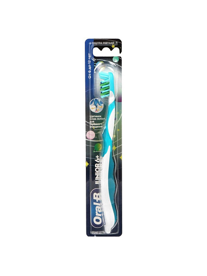Зубная щетка Oral-B, Junior 35, экстра мягкая, детская 6+, синий/белая