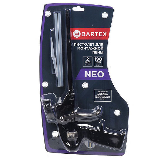 Пистолет для монтажной пены, 190 мм, алюминий, тефлон, Bartex, Neo, CY-091