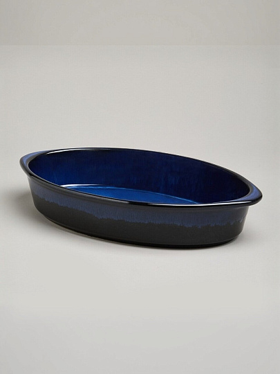 Форма для запекания керамика, 22х37х7 см, 2.5 л, овальная, Agness, Reactive Blue, 780-129