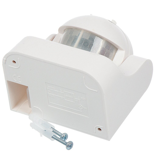 Датчик движения настенный, 1200 Вт, 5-480 с, 12 м, IP20, белый, General Lighting Systems, GMS3-W-12-8-W, 475 802