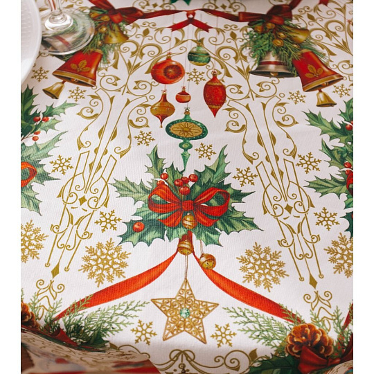Скатерть 160х160 см, 100% хлопок, саржа, 160 г/м2, с ГМВО, Этель, Новогодние игрушки, 2690320